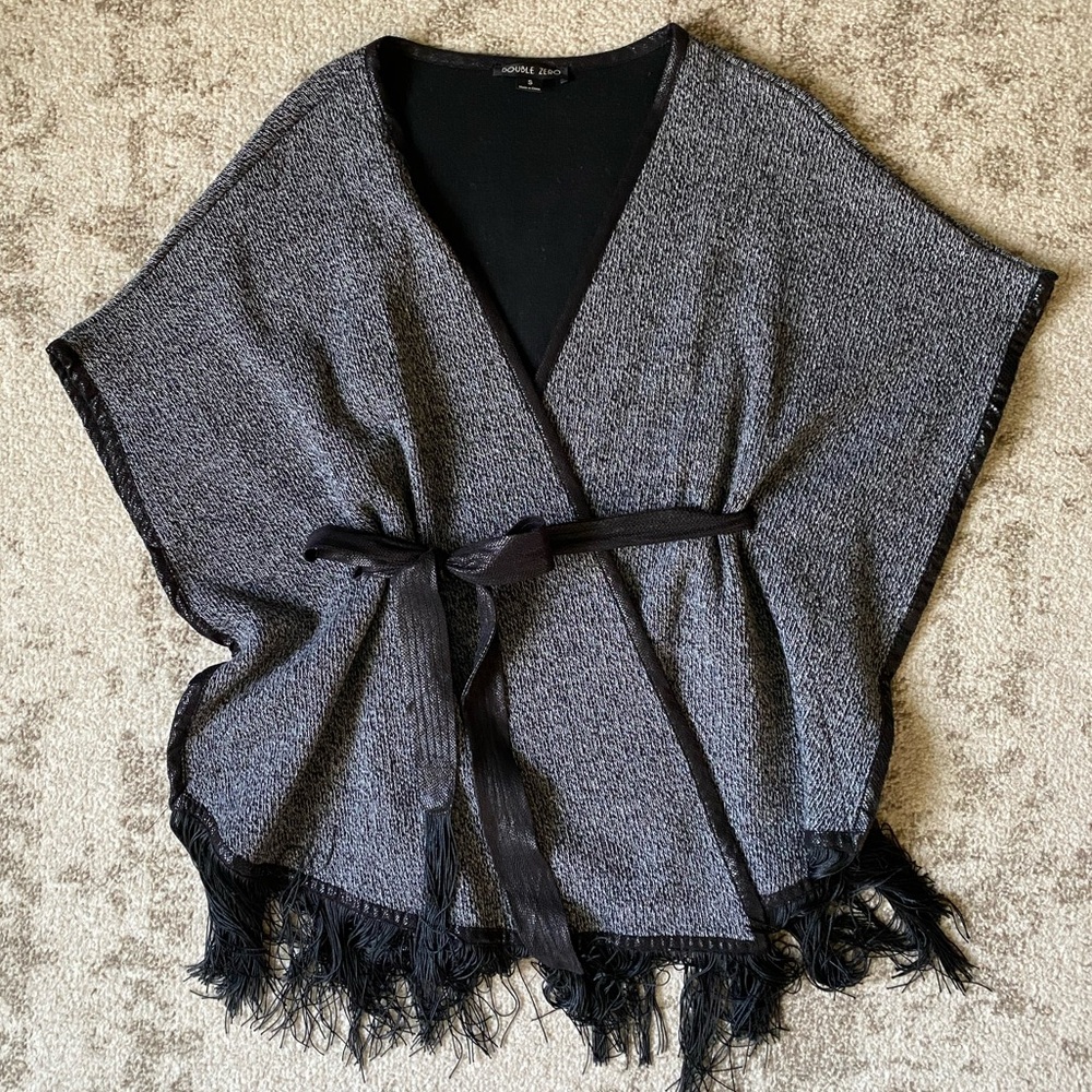 Black Fringed Poncho